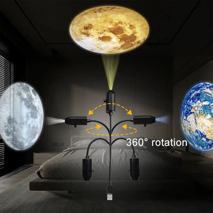 USB Ceiling Moon Earth Projection Atmosphere Light Starry Sky Lamp - 6 Lenses
