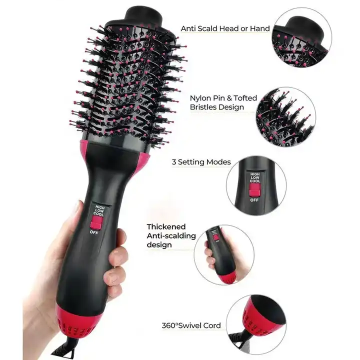 3-in-1 One Step Hot Air Brush Hair Dryer & Styler – Drying, Straightening & Volumizing Brush